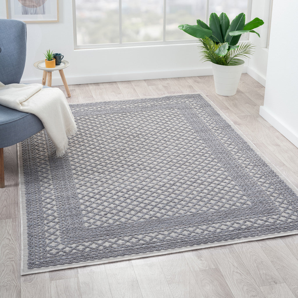 8' X 9' Blue Geometric Indoor Outdoor Area Rug