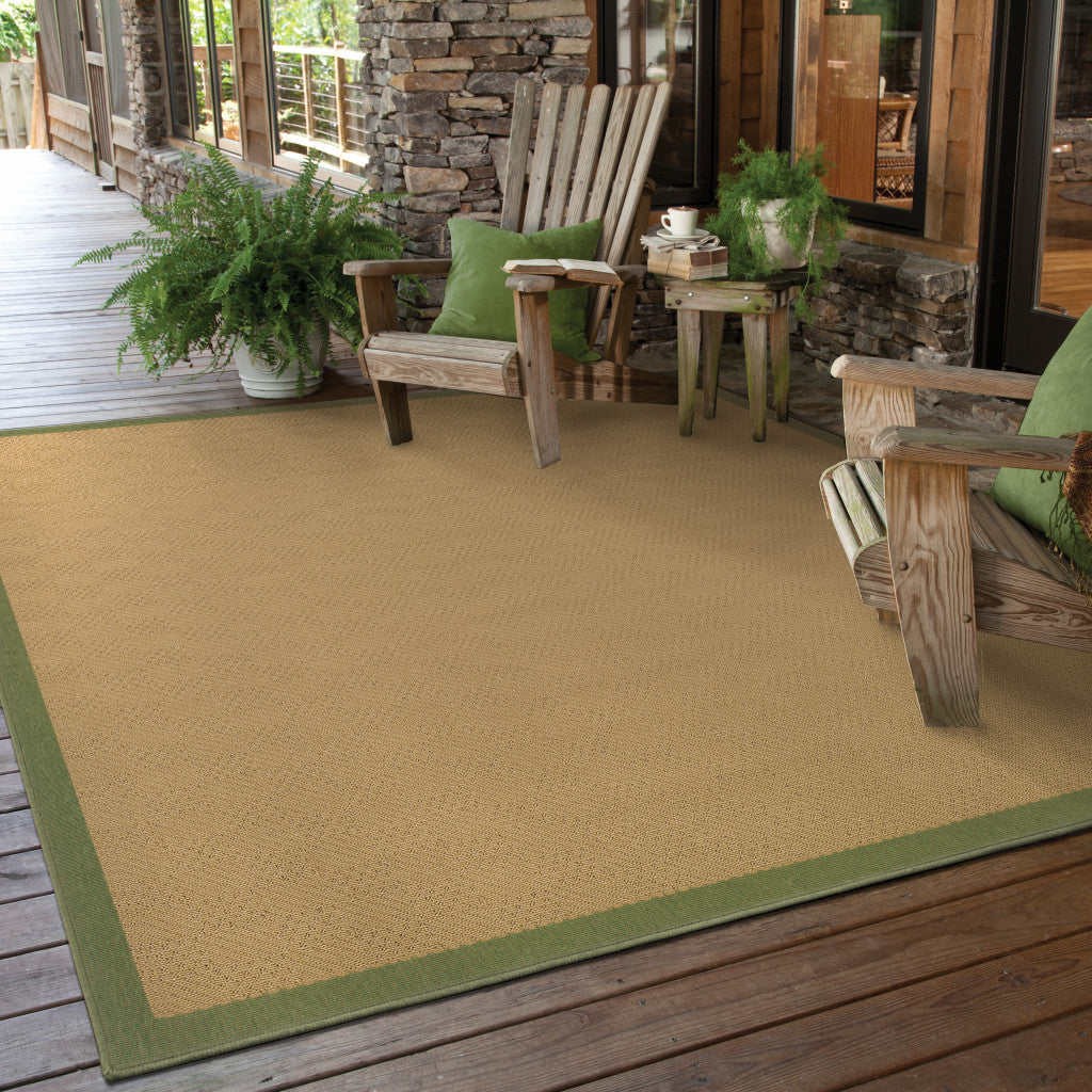 7' x 10' Beige Stain Resistant Indoor Outdoor Area Rug