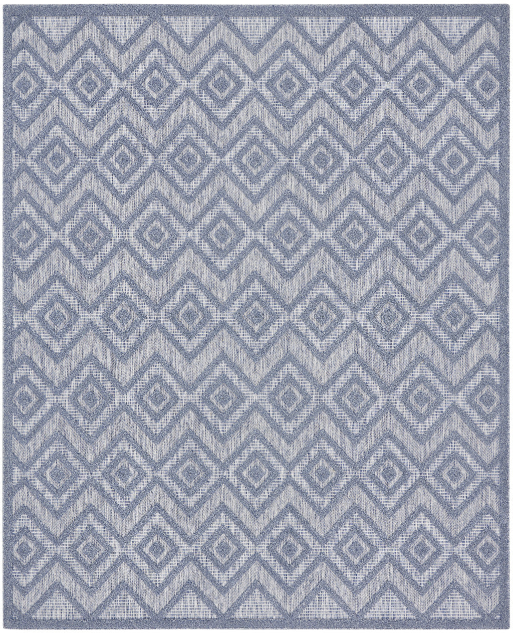 7' X 10' Blue Geometric Flatweave Area Rug