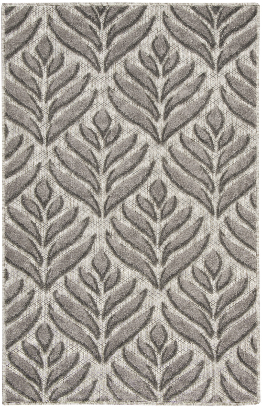 3' X 4' Charcoal Floral Power Loom Area Rug