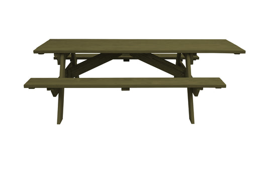 94" Green Solid Wood Outdoor Picnic Table