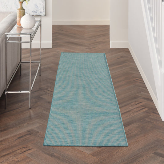 8' Aqua Power Loom Runner Rug