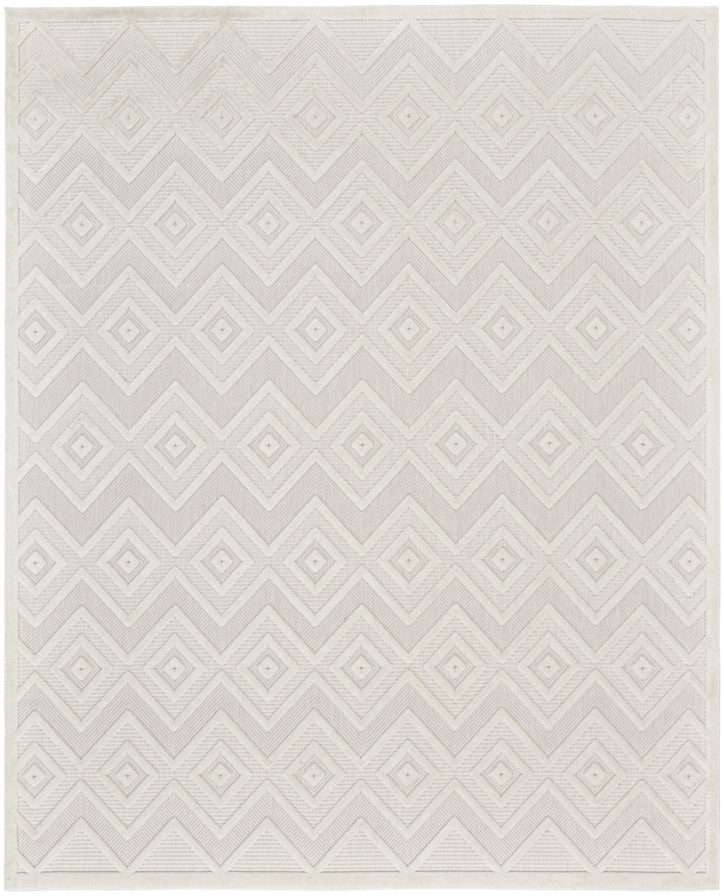 8' X 10' Cream Geometric Flatweave Area Rug