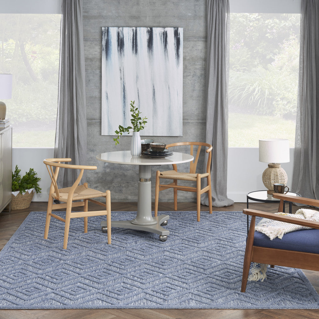 9' x 12' Blue Geometric Flatweave Area Rug