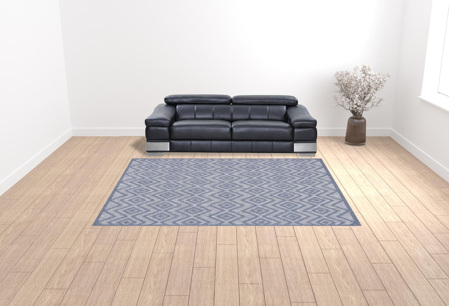 9' x 12' Blue Geometric Flatweave Area Rug