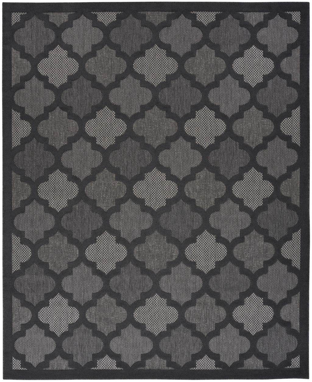 7' X 10' Black Geometric Flatweave Area Rug