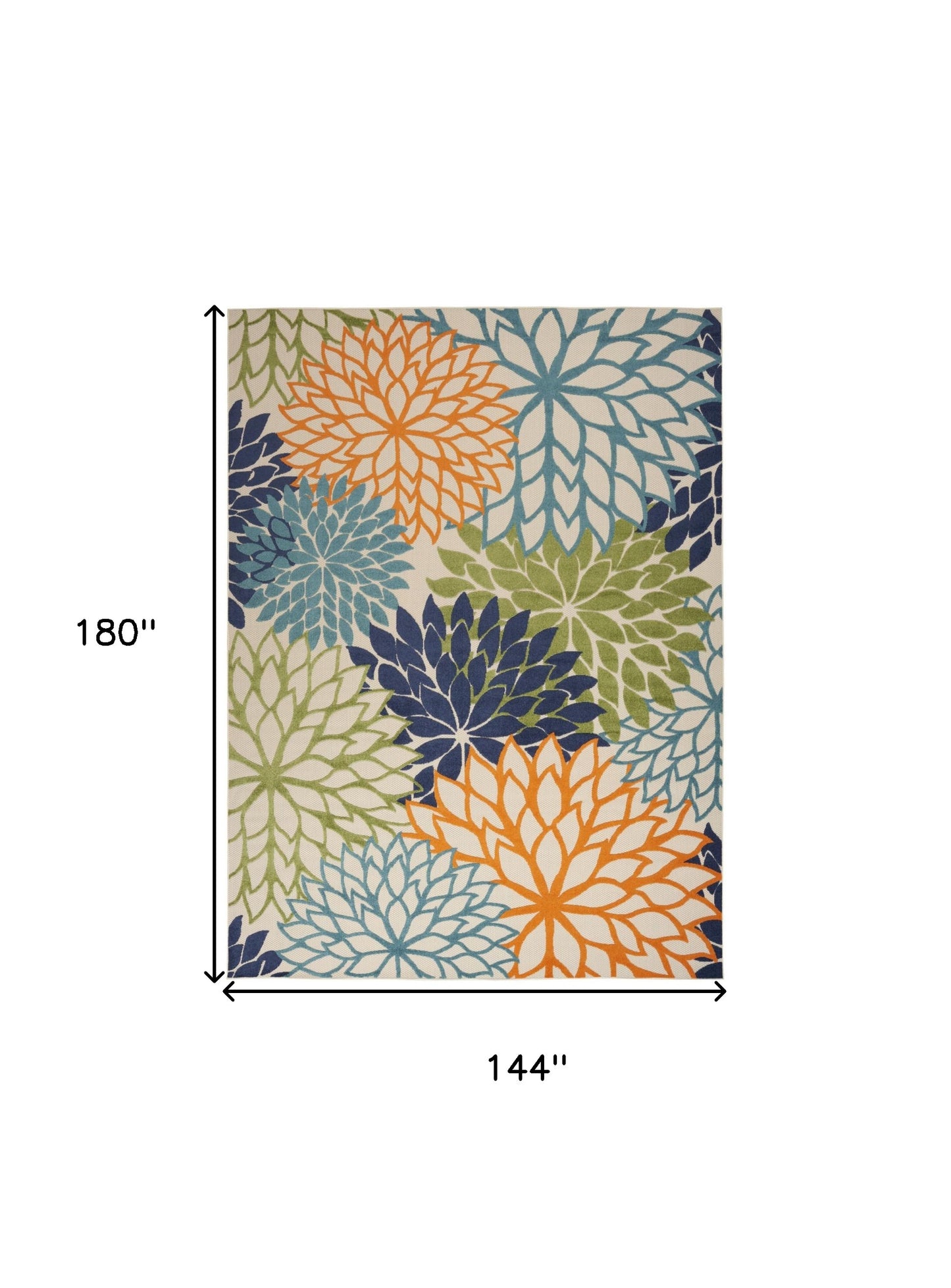 12' X 15' Blue And Green Floral Power Loom Area Rug