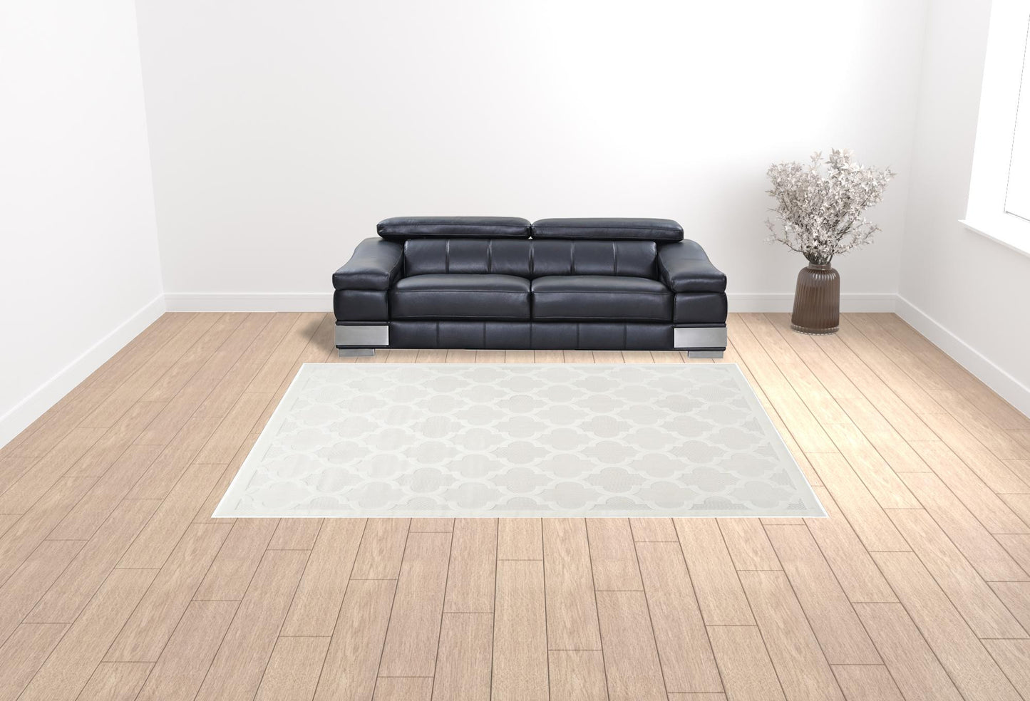 9' x 12' Cream Geometric Flatweave Area Rug