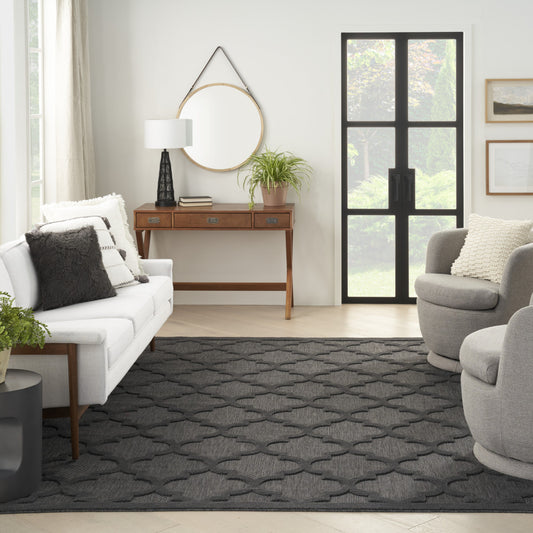 9' X 12' Black Geometric Flatweave Area Rug