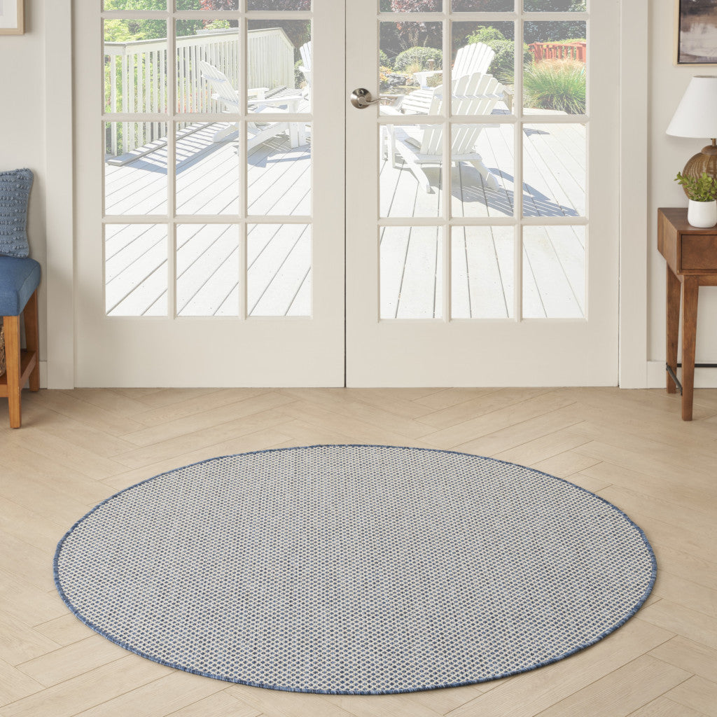 5' Bone Round Geometric Power Loom Area Rug