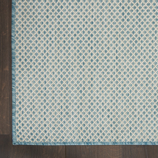 5' Blue Square Geometric Power Loom Area Rug