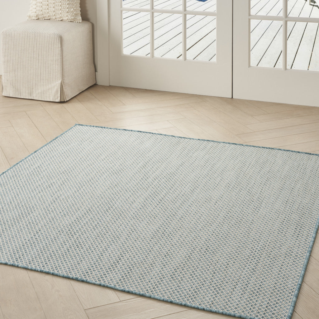 5' Blue Square Geometric Power Loom Area Rug