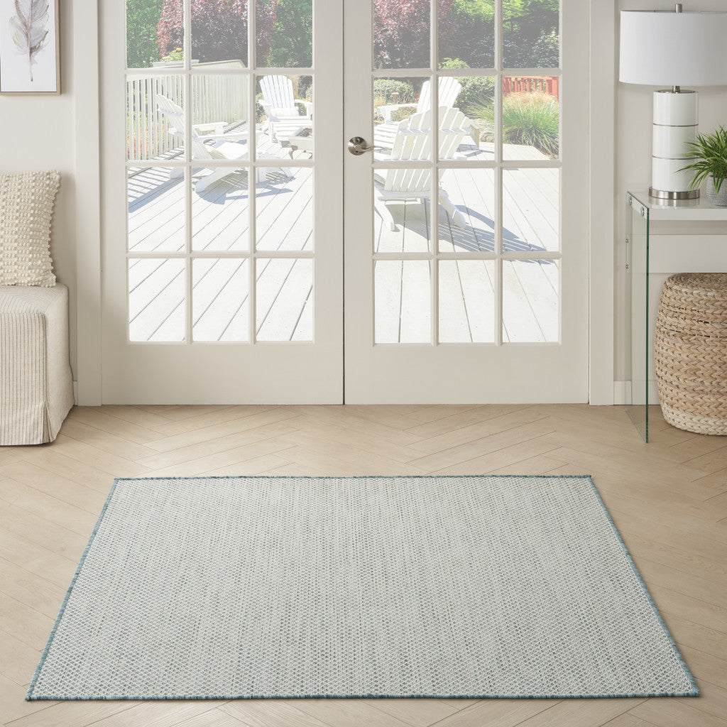 5' Blue Square Geometric Power Loom Area Rug