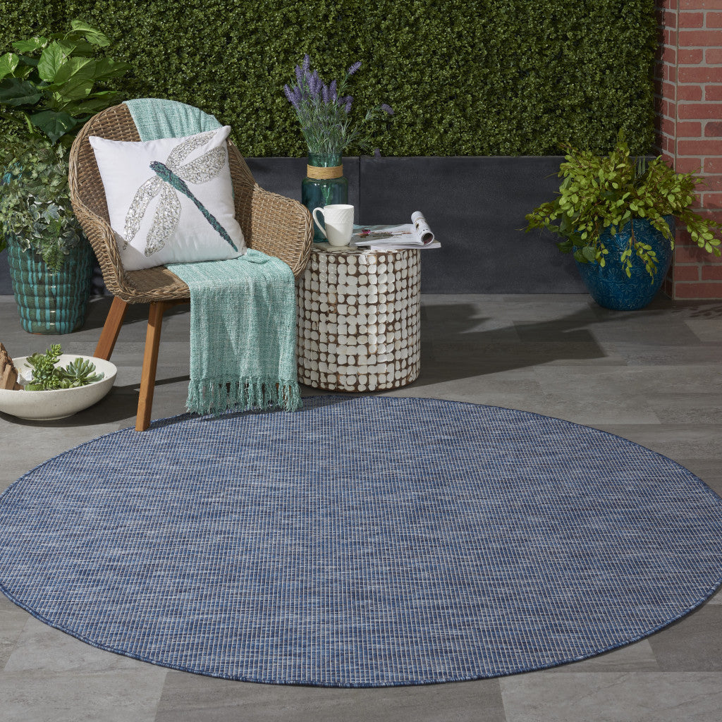 6' Navy Blue Round Power Loom Area Rug