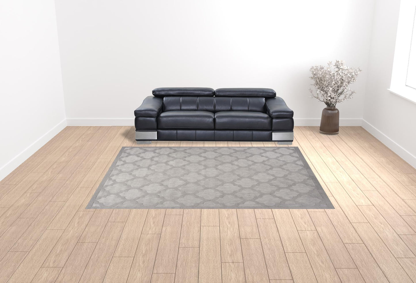 9' x 12' Gray Geometric Flatweave Area Rug