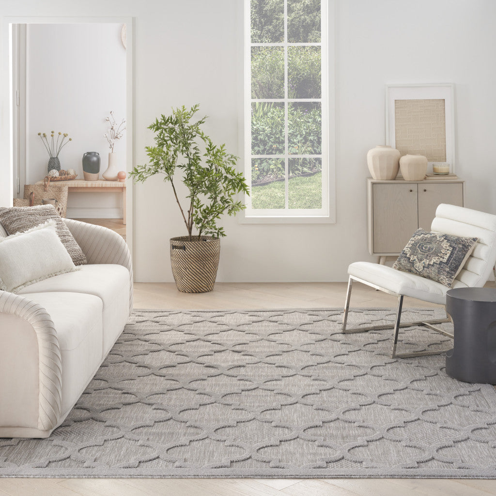 9' x 12' Gray Geometric Flatweave Area Rug