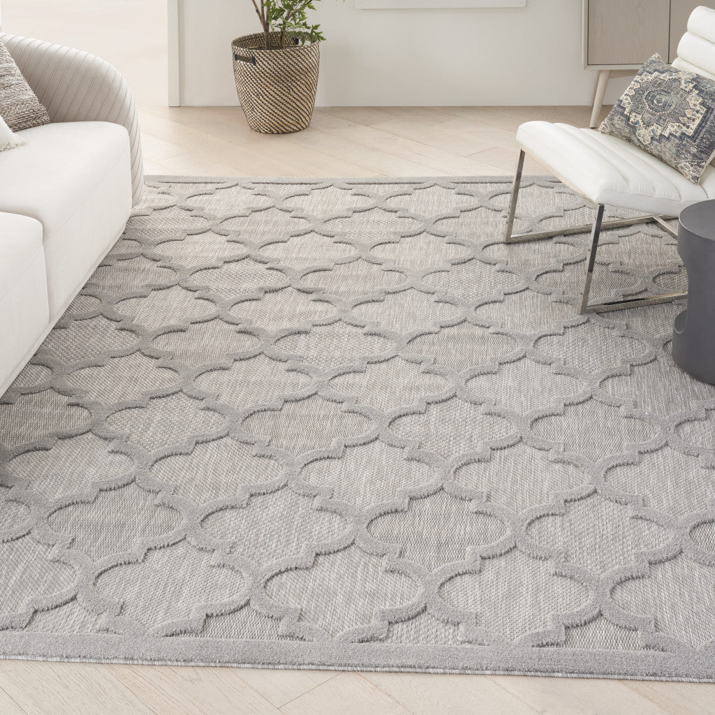 9' x 12' Gray Geometric Flatweave Area Rug