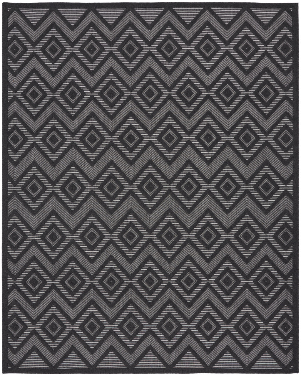 8' X 10' Black Geometric Flatweave Area Rug