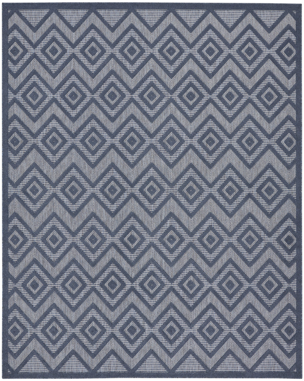 8' X 10' Navy Blue Geometric Flatweave Area Rug