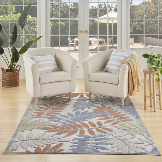 5' X 7' Cream Floral Power Loom Area Rug