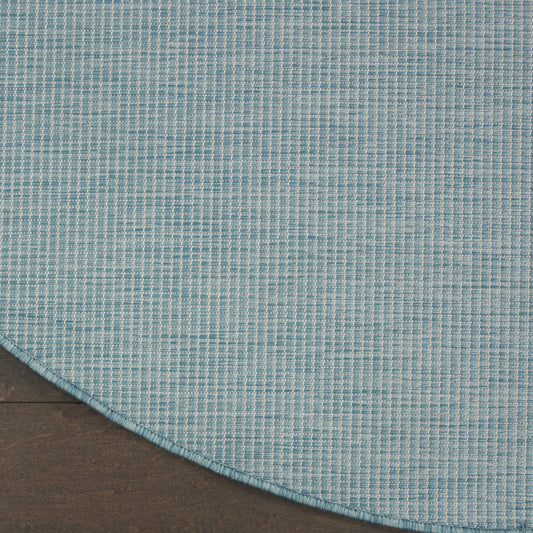 6' Aqua Round Power Loom Area Rug