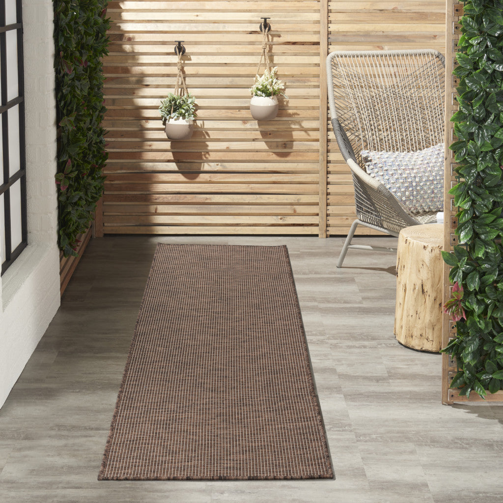 8' Brown Power Loom Runner Rug