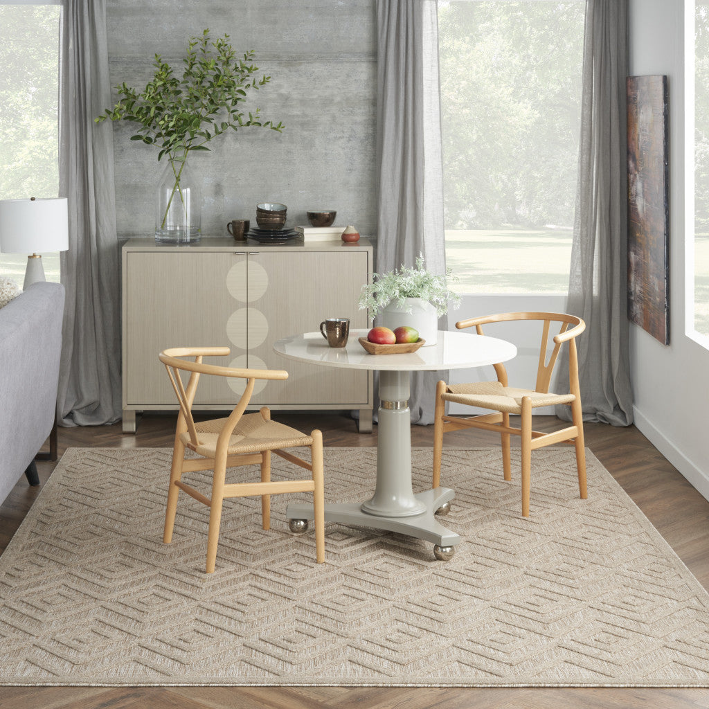 7' X 10' Beige Geometric Flatweave Area Rug