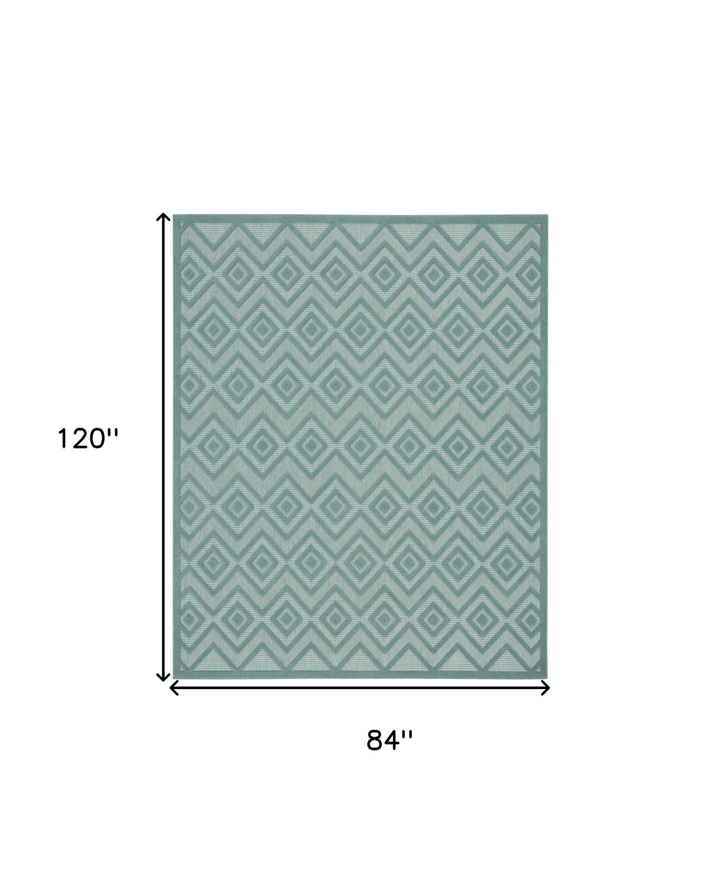 7' X 10' Aqua Geometric Flatweave Area Rug