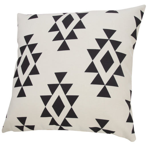 20" X 20" Black Zippered Southwestern Indoor Outdoor Throw Pillow