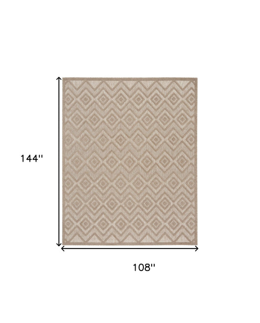 9' x 12' Beige Geometric Flatweave Area Rug