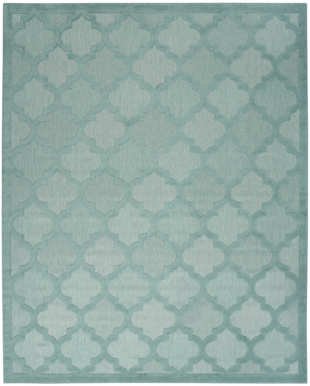 9' x 12' Aqua Geometric Flatweave Area Rug