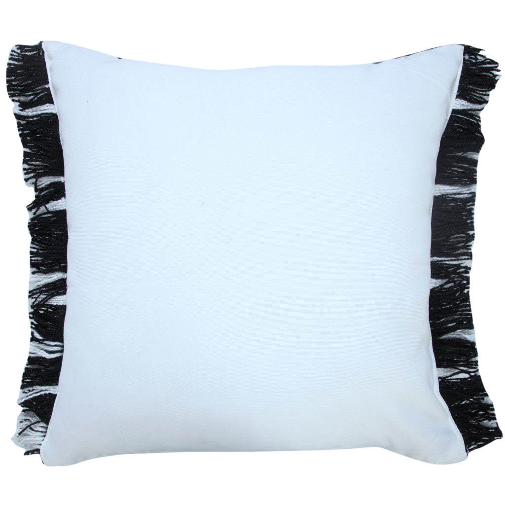 20" X 20" Black Zippered Geometric Indoor Outdoor Throw Pillow