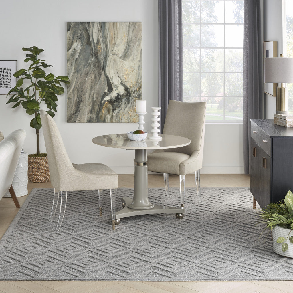 9' x 12' Gray Geometric Flatweave Area Rug