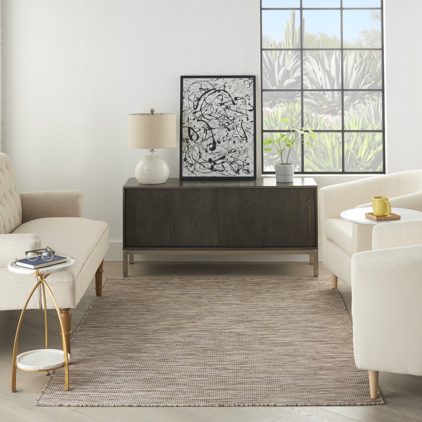 5' X 7' Beige Power Loom Area Rug