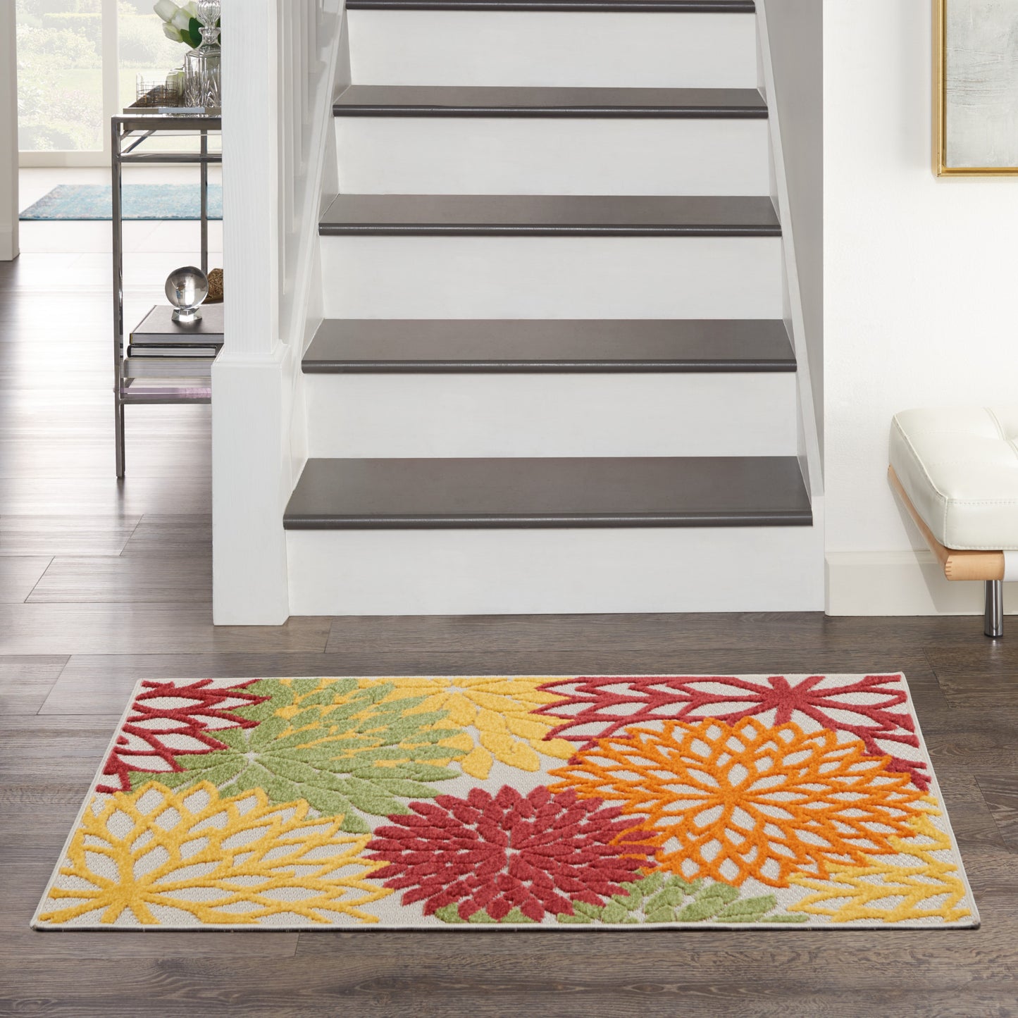 3' X 5' Red Floral Power Loom Area Rug