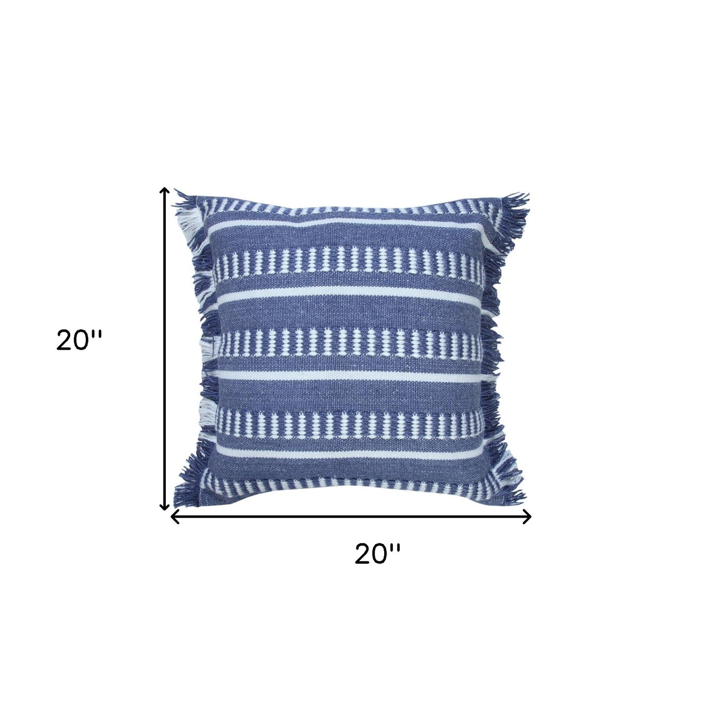 20" X 20" Blue Zippered Geometric Indoor Outdoor Throw Pillow