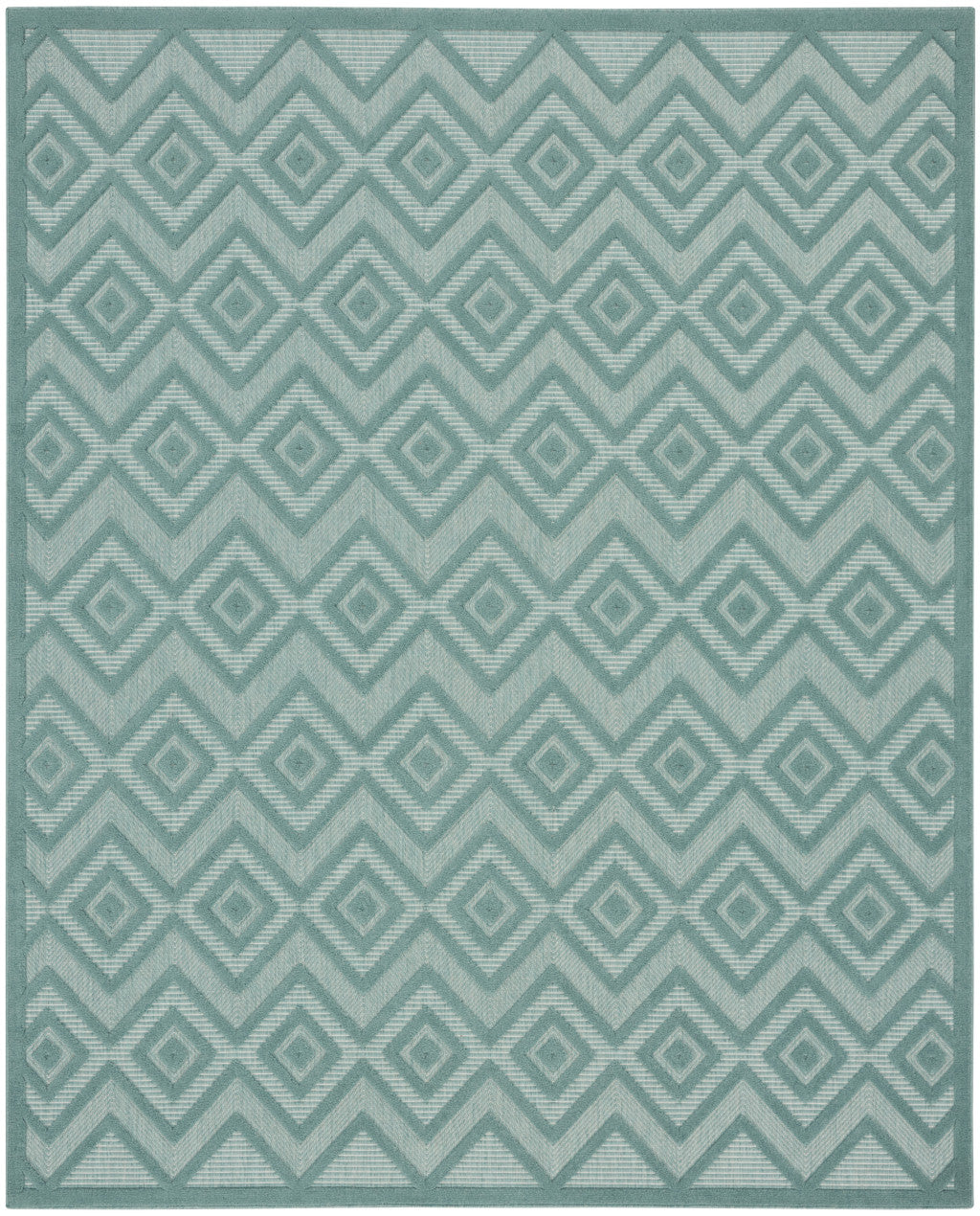 8' X 10' Aqua Geometric Flatweave Area Rug