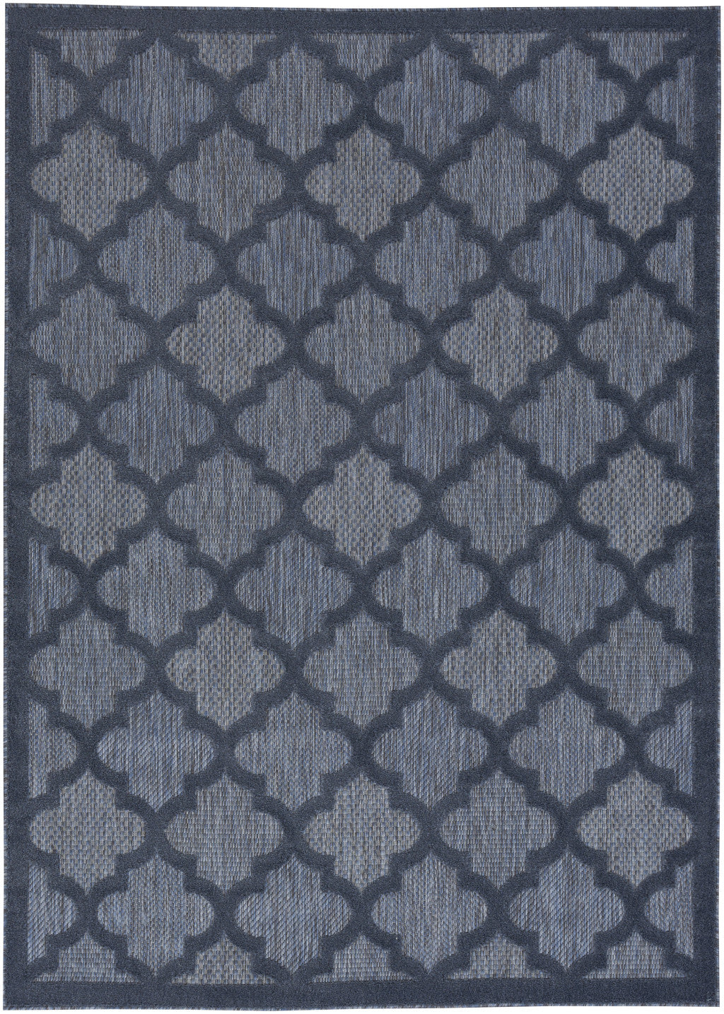 6' X 9' Navy Blue Geometric Flatweave Area Rug