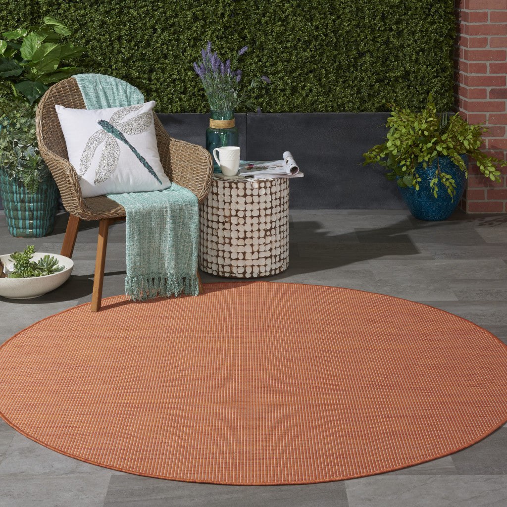 6' Rust Round Power Loom Area Rug