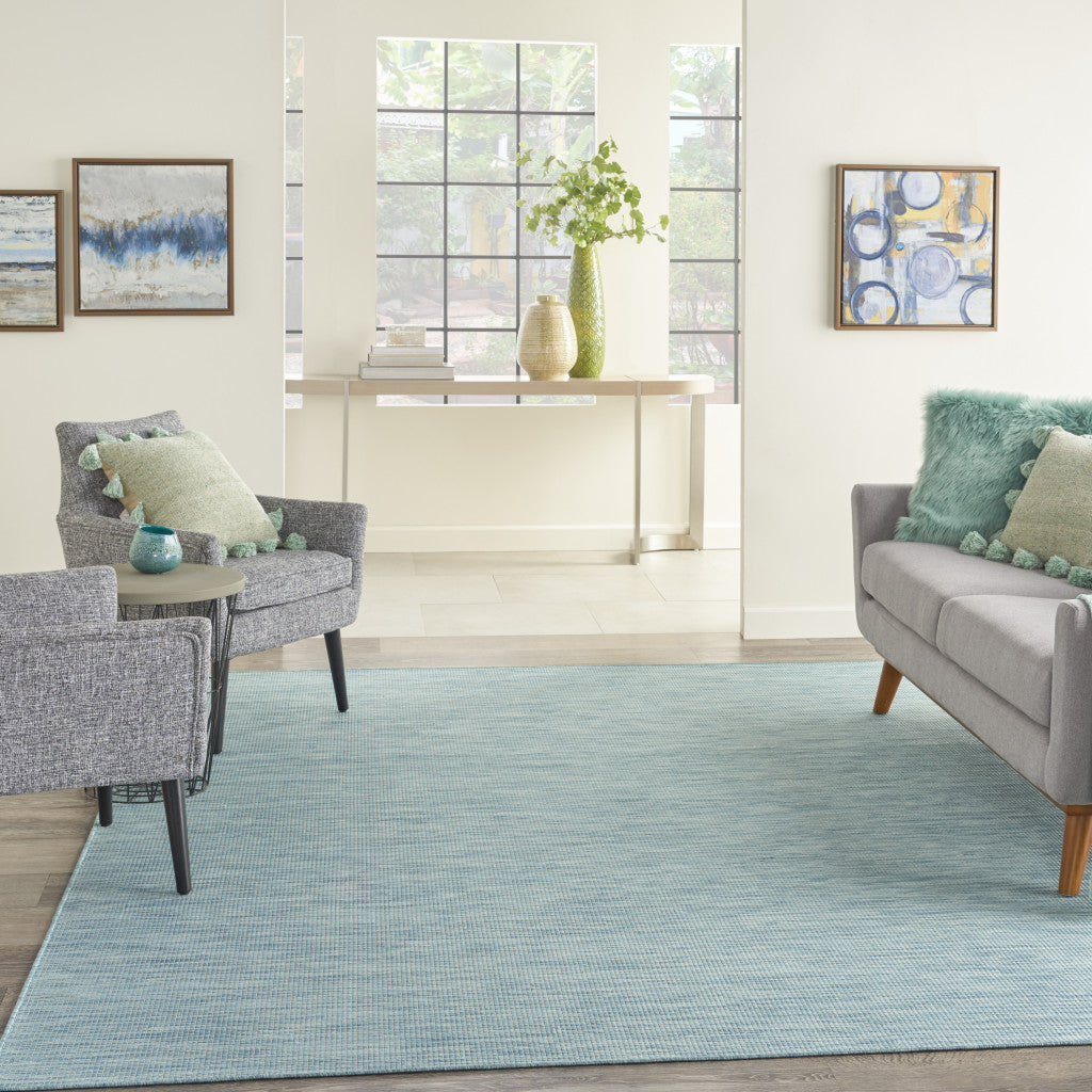 9' X 12' Aqua Power Loom Area Rug