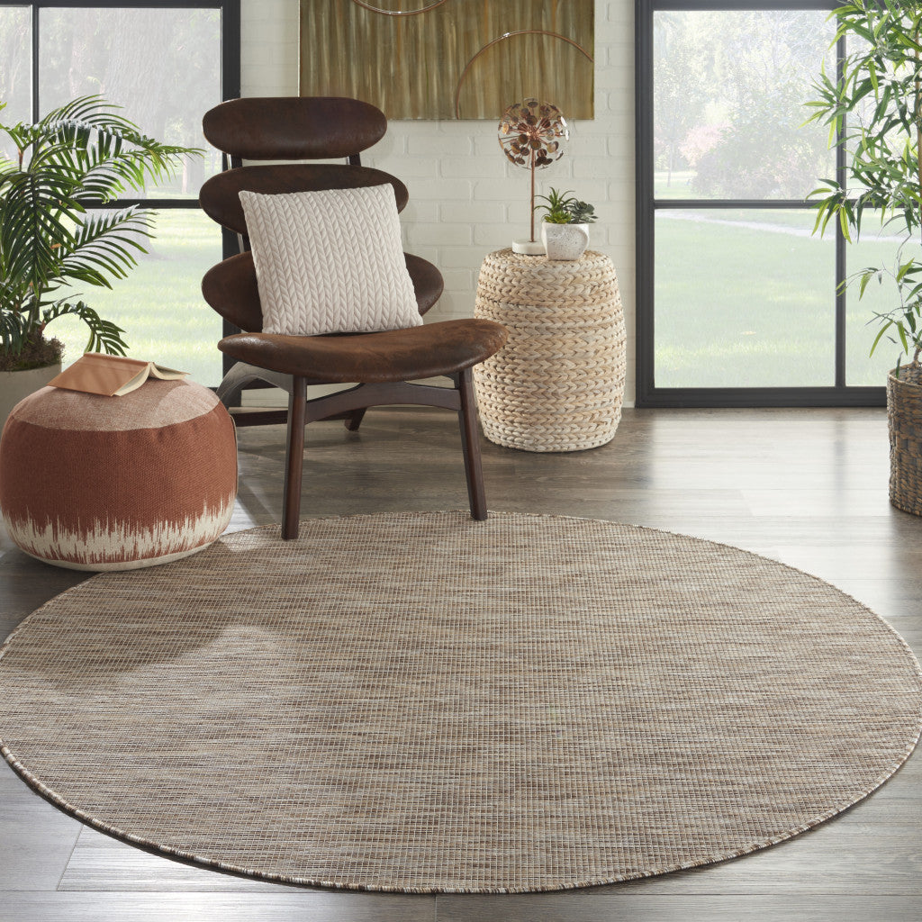 6' Beige Round Power Loom Area Rug