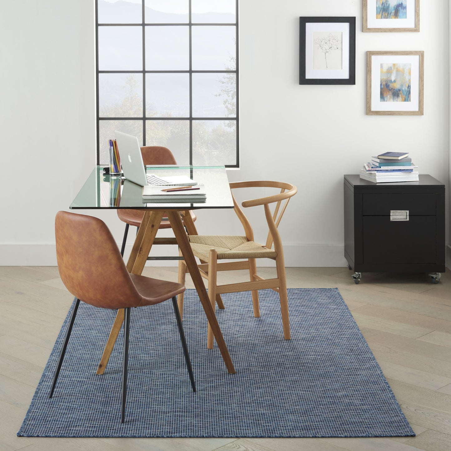 5' X 7' Navy Blue Power Loom Area Rug