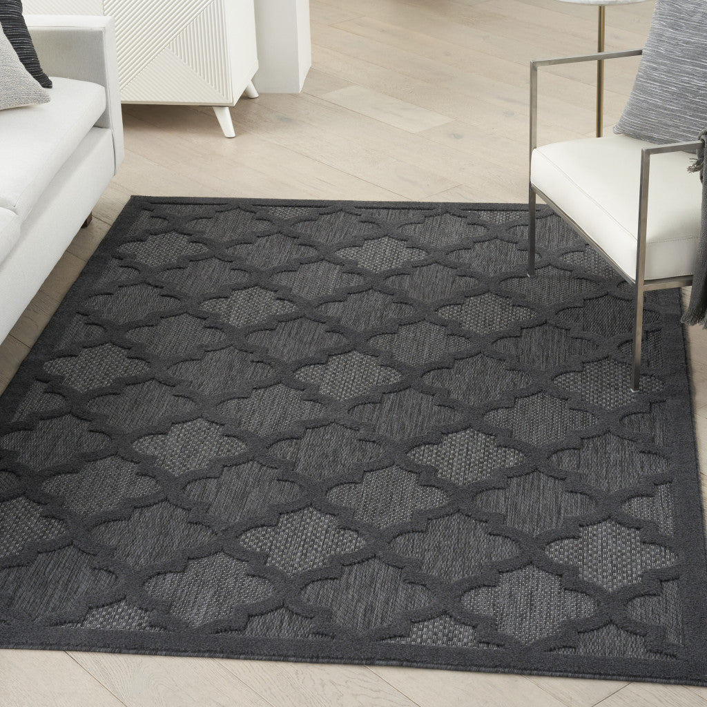 6' x 9' Black Geometric Flatweave Area Rug