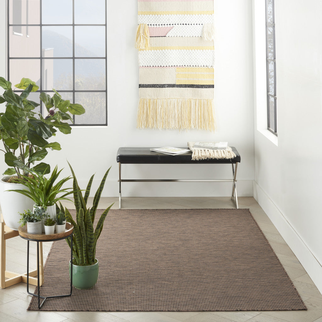 5' X 7' Brown Power Loom Area Rug