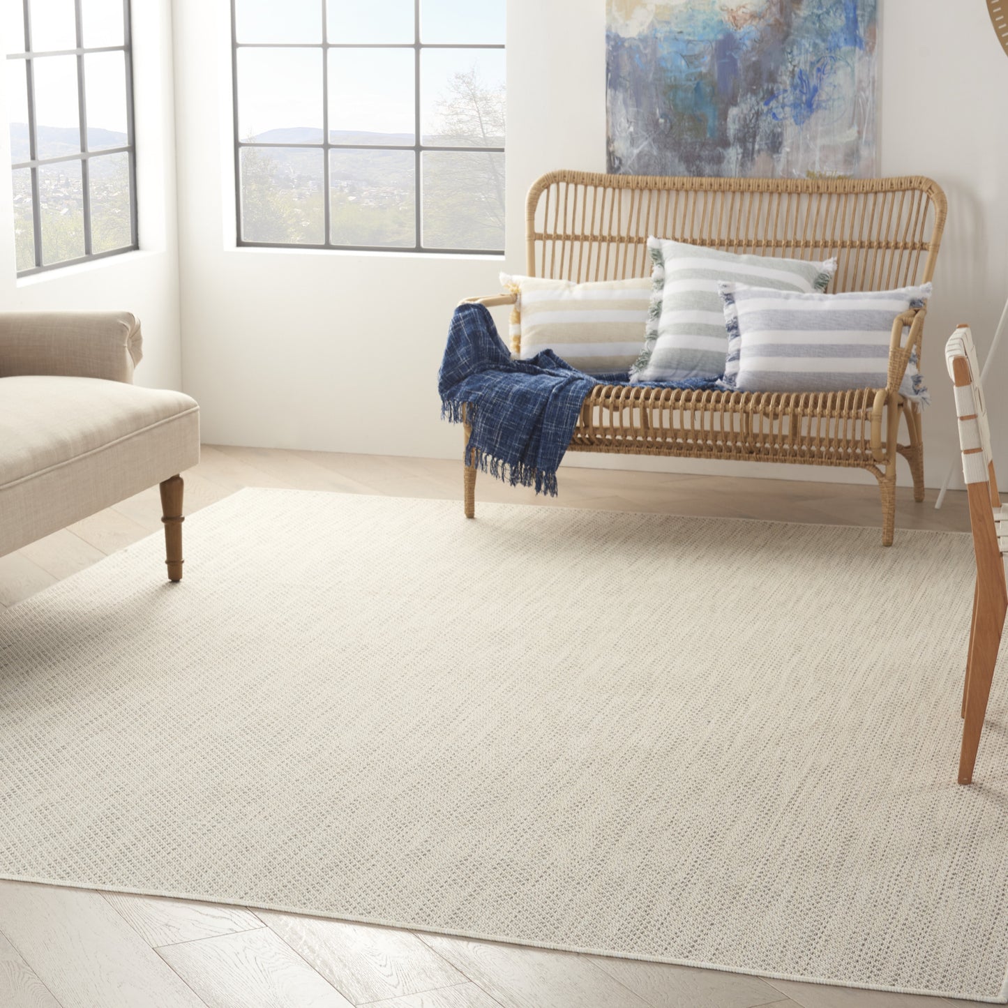 8' x 10' Ivory Geometric Power Loom Area Rug