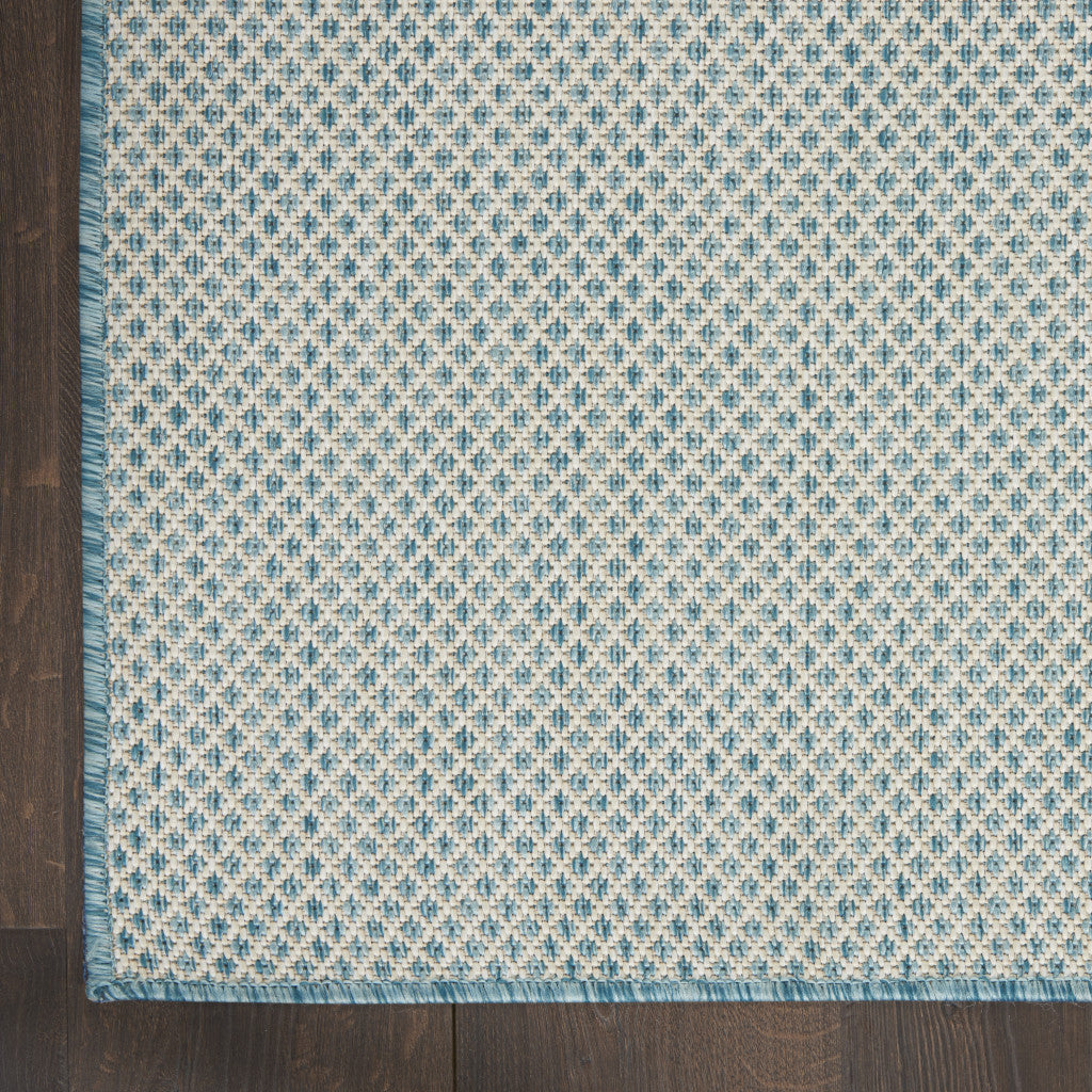 4' X 6' Aqua Geometric Power Loom Area Rug