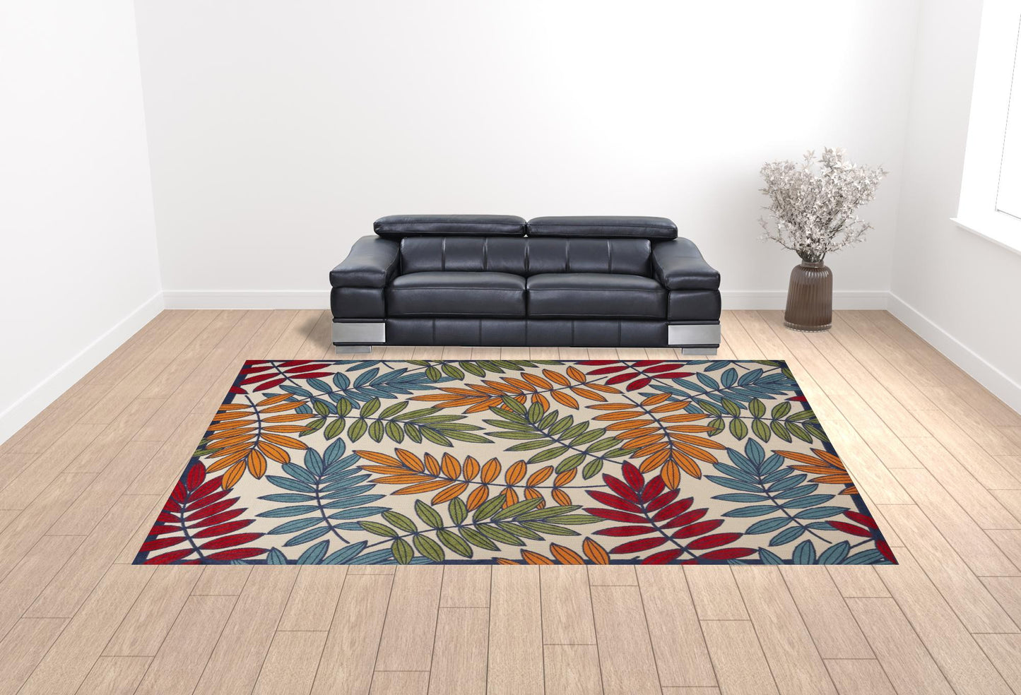 12' x 15' Beige Floral Power Loom Area Rug