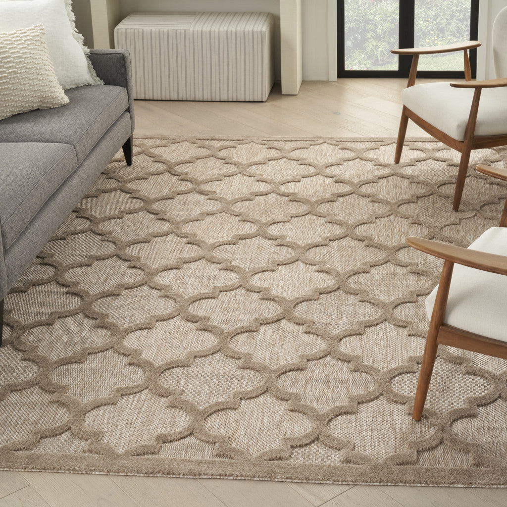 7' X 10' Beige Geometric Flatweave Area Rug