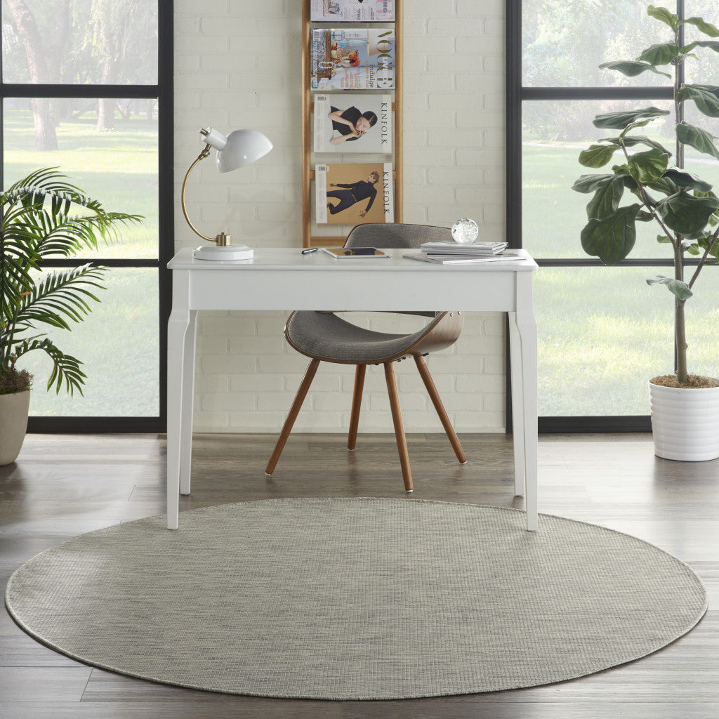 6' Gray Round Power Loom Area Rug