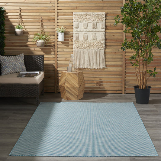 5' X 7' Aqua Power Loom Area Rug